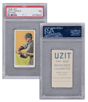 1909-11 T206 White Border Lefty Leifield, Batting, Rare "Uzit" Back – PSA NM 7 "1 of 1!"
